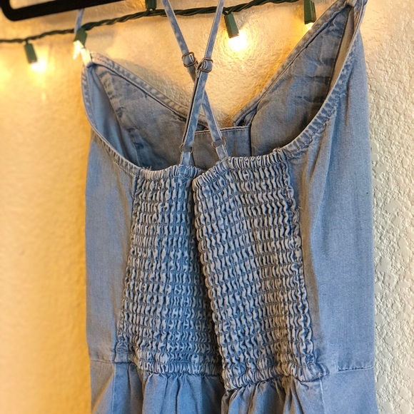 Embroidered Crossback Fit & Flare Denim Dress - Picture 4 of 6